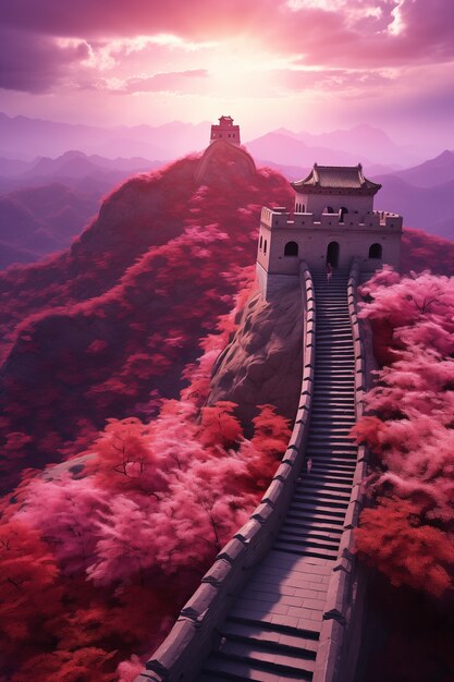 Gratis foto 3d rendering van de chinese grote muur