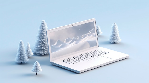 Gratis foto 3d-rendering van een laptop