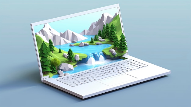 Gratis foto 3d-rendering van een laptop