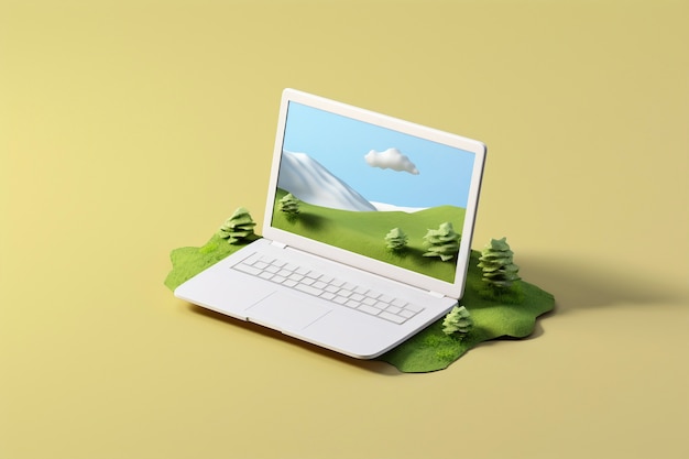 Gratis foto 3d-rendering van een laptop