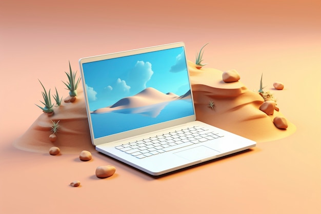 Gratis foto 3d-rendering van een laptop