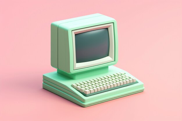 Gratis foto 3d-rendering van een retro-computer