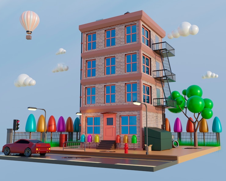 Gratis Foto 3d-rendering van tekenfilmhuis