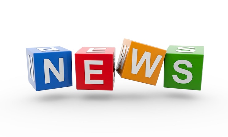 Gratis Foto 3d-renderingillustratie van letterblokken die het woord nieuws vormen op een witte achtergrond
