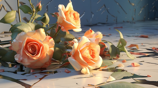 Gratis foto 3d rozen bloemen arrangement