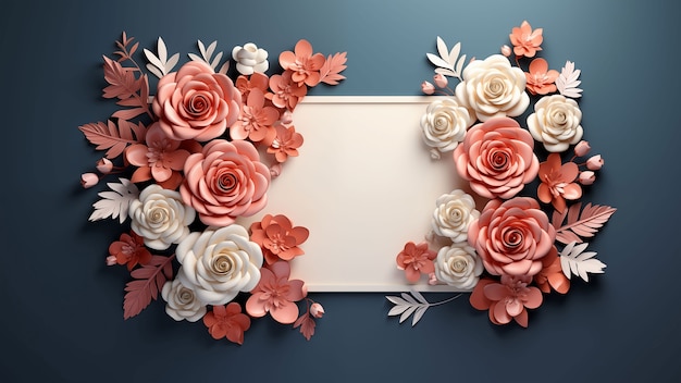 3d rozenbloemen achtergrond met kopieerruimte