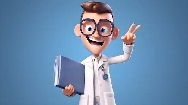 3d schattig dokter personage