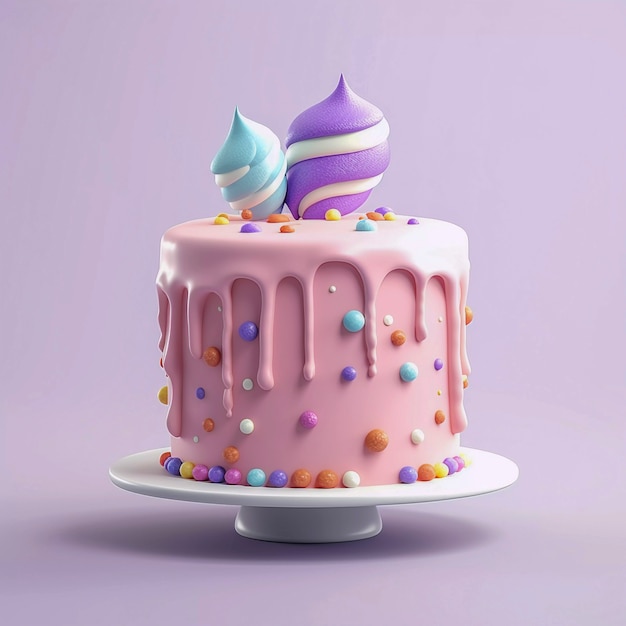 3D-versierde verjaardagstaart