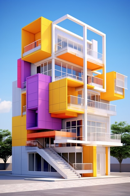 3D-weergave van abstract gebouw
