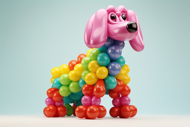 3D-weergave van ballonvormige hond