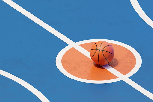 3D-weergave van basketbalbenodigdheden