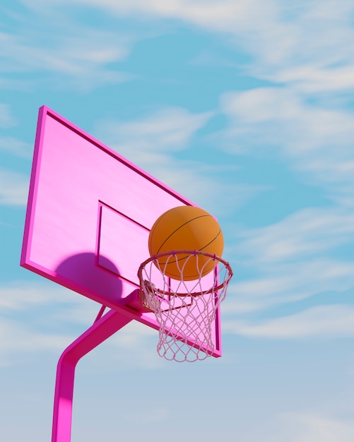 3D-weergave van basketbalbenodigdheden