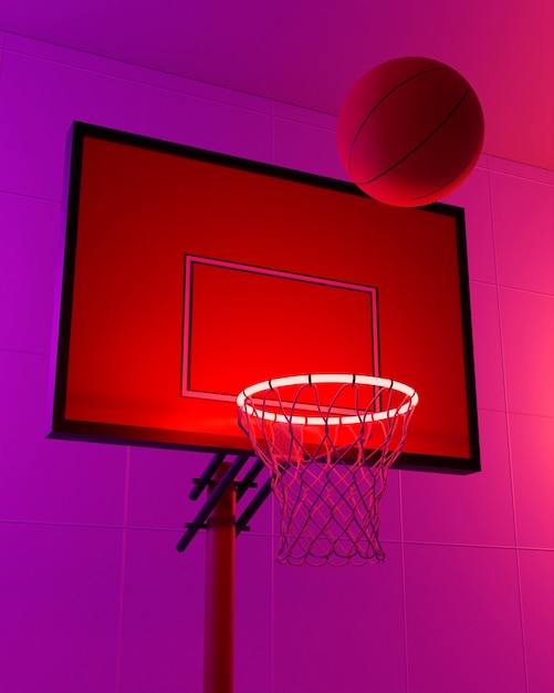 3D-weergave van basketbalbenodigdheden