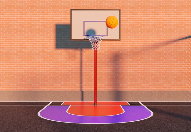 3D-weergave van basketbalbenodigdheden