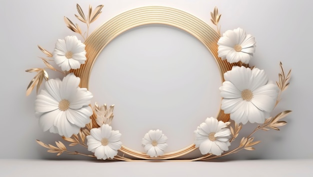 Gratis foto 3d-weergave van bloemen versierd frame