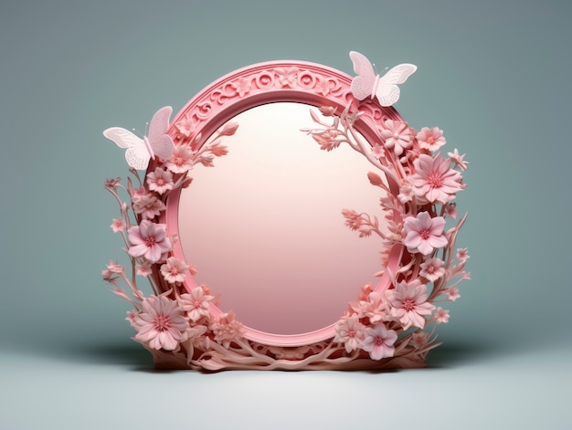 3D-weergave van bloemen versierd frame