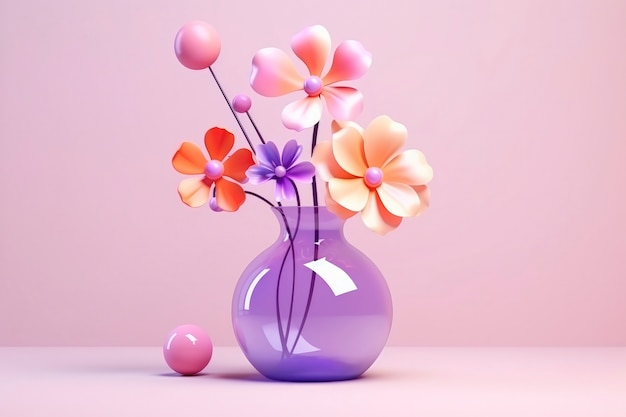 Gratis foto 3d-weergave van bloemen