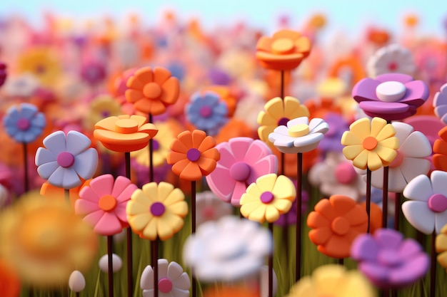 Gratis foto 3d-weergave van bloemen