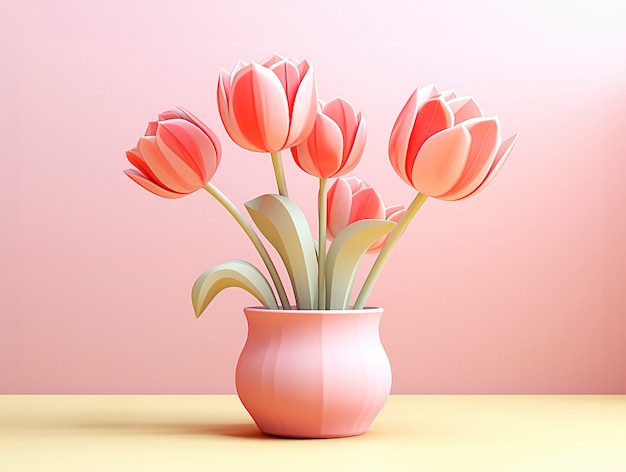 Gratis foto 3d-weergave van bloemen