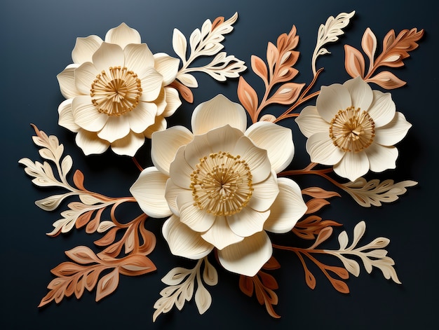 3D-weergave van bloemen