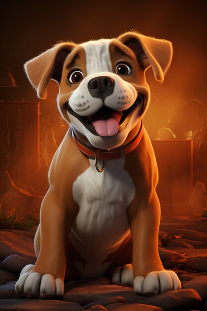 3D-weergave van cartoon als hond