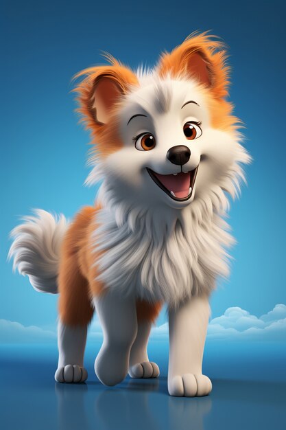 3D-weergave van cartoon als hond