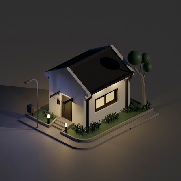 3D-weergave van cartoon huis