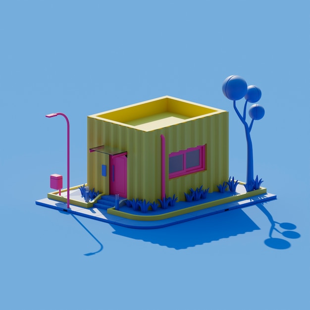 Gratis foto 3d-weergave van cartoon huis