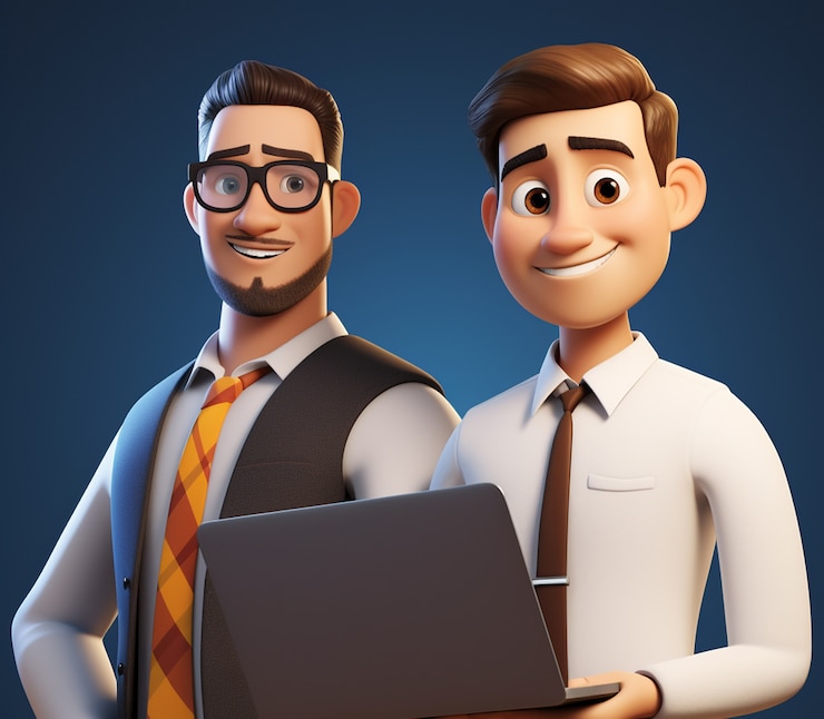 Gratis Foto 3d-weergave van cartoon zakenlieden