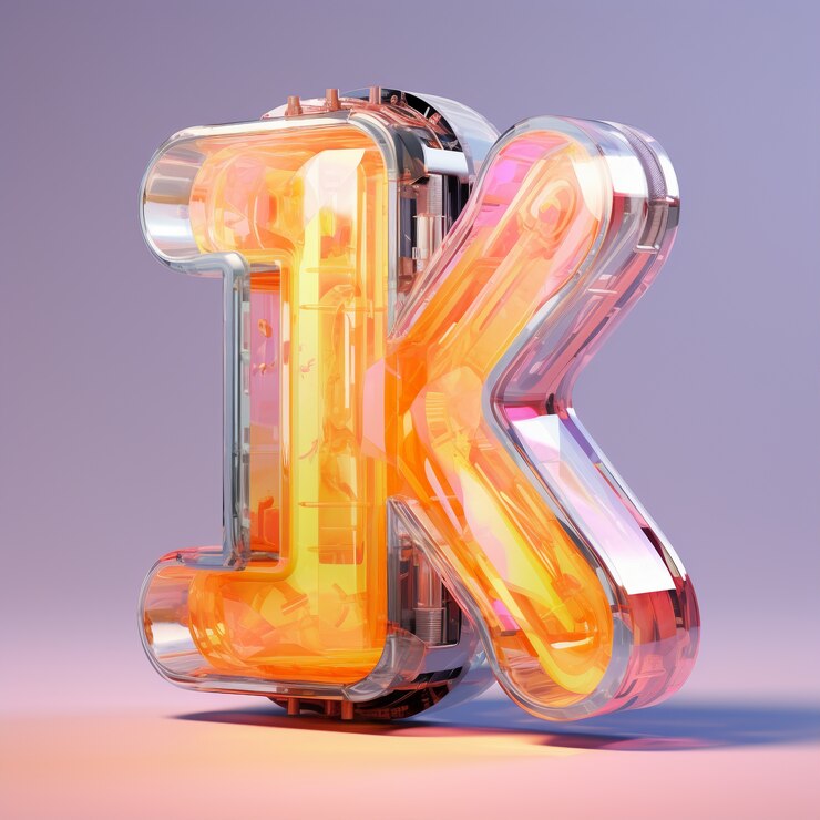 Gratis Foto 3d-weergave van de alfabetletter k