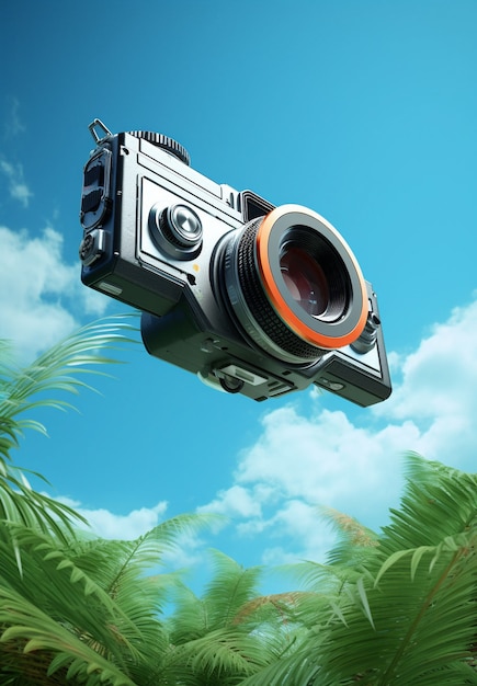 Gratis foto 3d-weergave van de camera met fotofilm