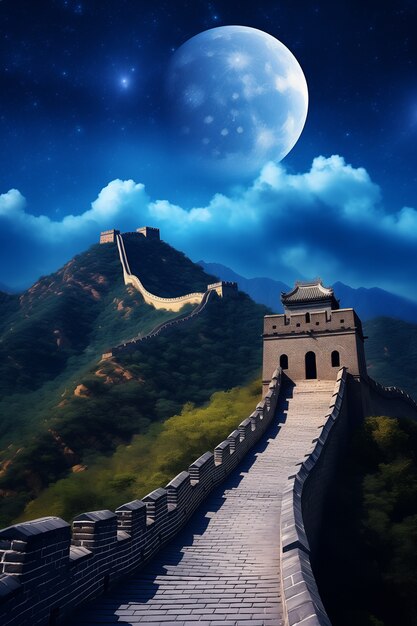 Gratis foto 3d-weergave van de chinese grote muur