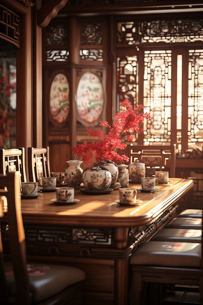 3D-weergave van de Chinese Nieuwjaarsreünie dinertafel