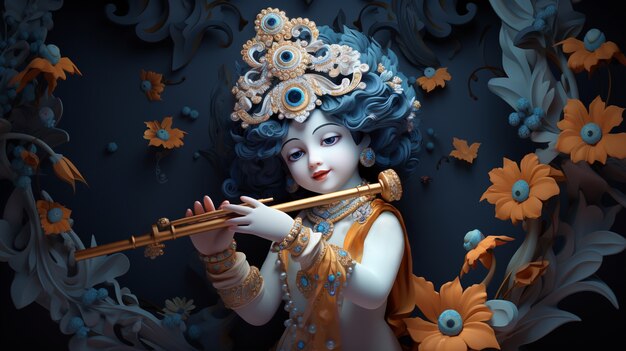 3D-weergave van de hindoe-god Krishna