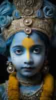 Gratis foto 3d-weergave van de hindoe-god krishna