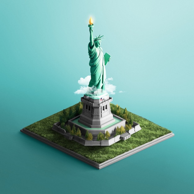 3D-weergave van de isometrische miniatuur van de stad New York