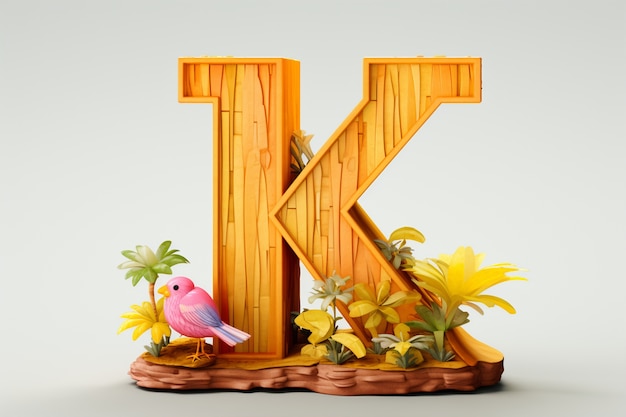 Gratis foto 3d-weergave van de letter k