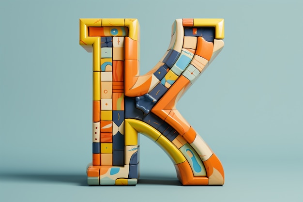 Gratis foto 3d-weergave van de letter k