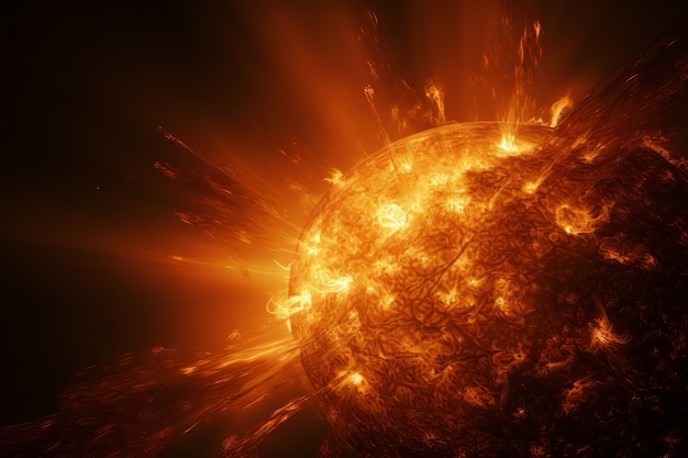 3D-weergave van de zon in de ruimte