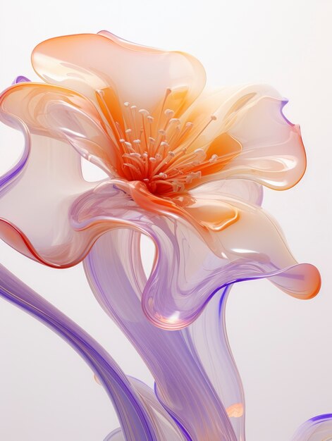 3D-weergave van delicate glazen bloem