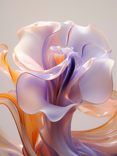 Gratis foto 3d-weergave van delicate glazen bloemen