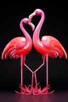 Gratis foto 3d-weergave van dierpaar op valentijnsdag hart.