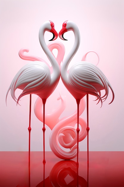 3D-weergave van dierpaar op Valentijnsdag hart.
