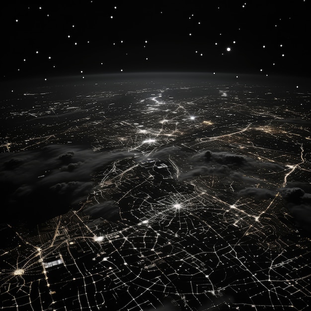 Gratis foto 3d-weergave van donkere aarde in de ruimte
