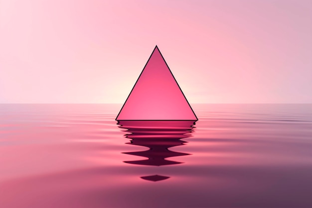 Gratis foto 3d-weergave van driehoek over water
