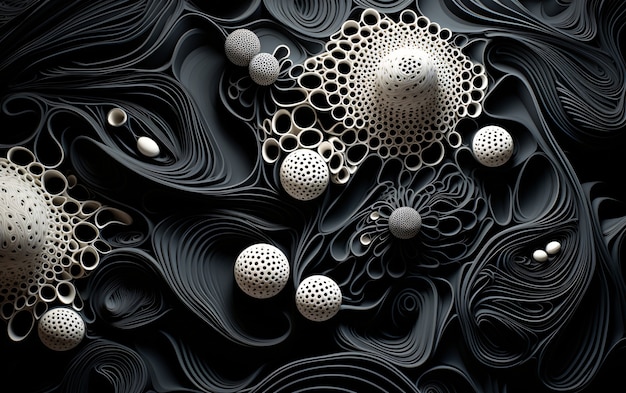 3D-weergave van een abstracte zwart-witte achtergrond
