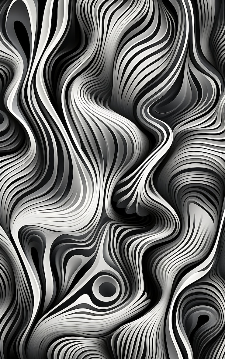 Gratis Foto 3d-weergave van een abstracte zwart-witte achtergrond