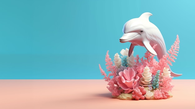 3D-weergave van een dolfijnsculptuur