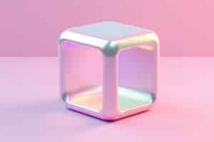 Gratis foto 3d-weergave van een holografische kubus