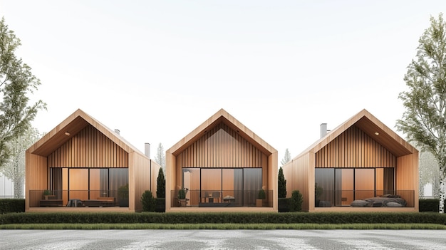 3D-weergave van een houten huis